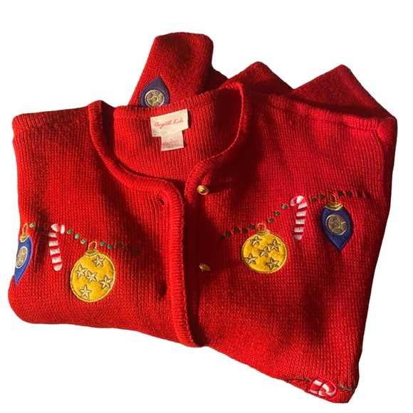 🧑‍🎄 SOLD 🧑‍🎄 Christmas Sweater, Red with decorations - Picture 5 of 13